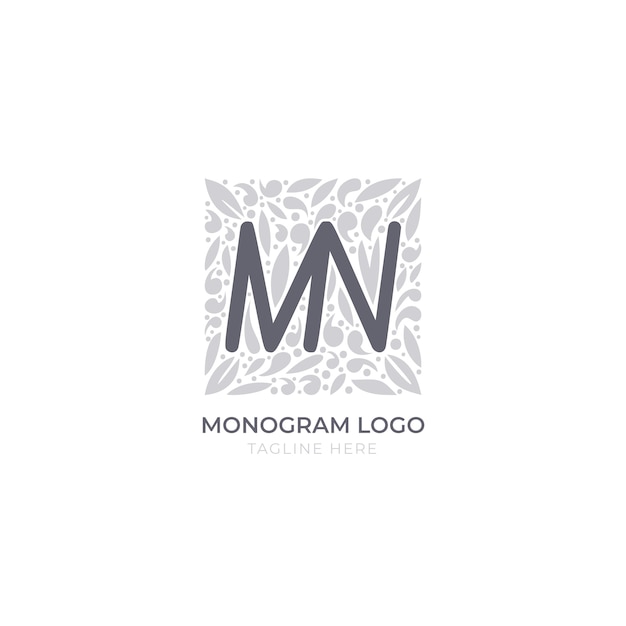 Hand drawn flat design mn or nm logo