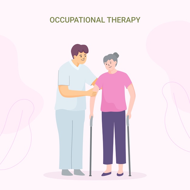 Hand drawn flat design occupational therapy illustration