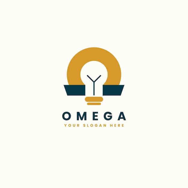 Hand drawn flat design omega logo