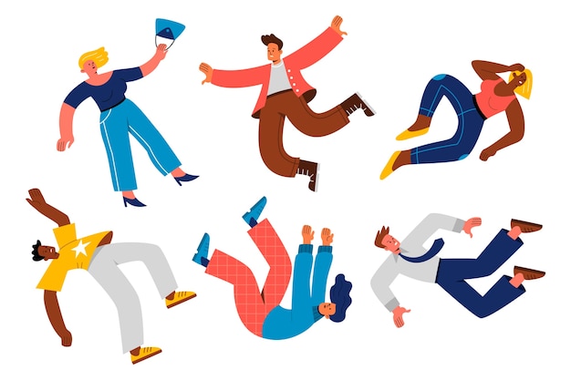 Hand drawn flat design people falling collection