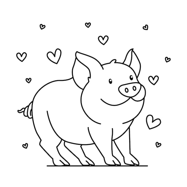 Hand drawn flat design pig outline