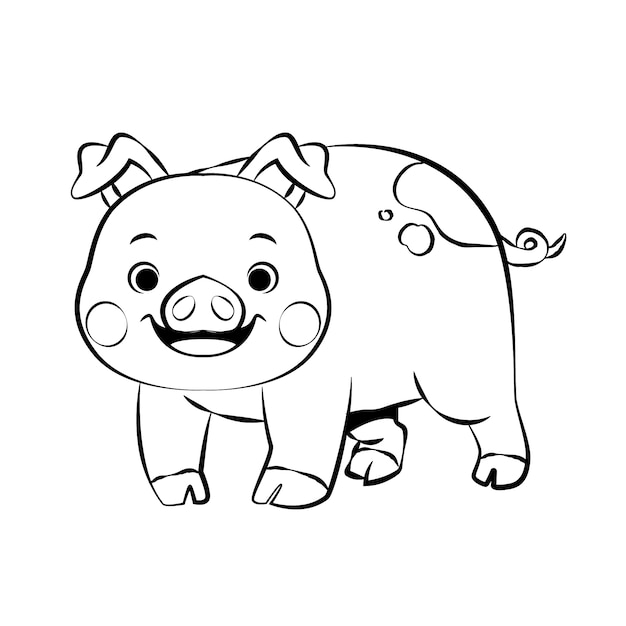 Hand drawn flat design pig outline