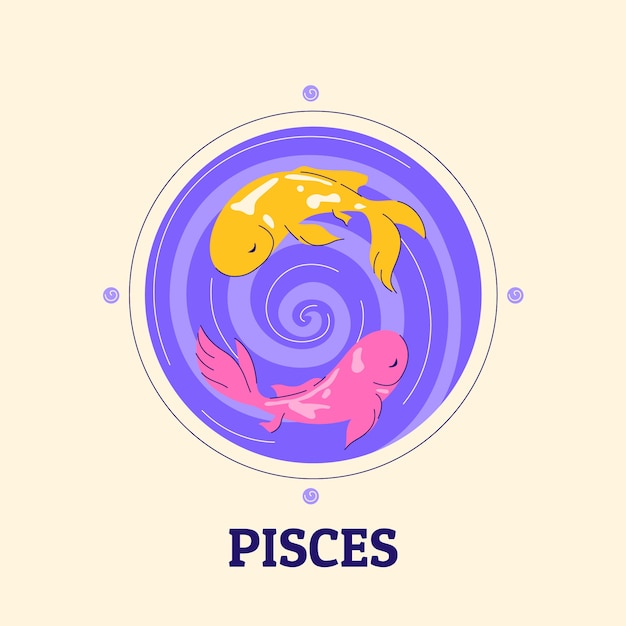 Hand drawn flat design 

pisces
 logo