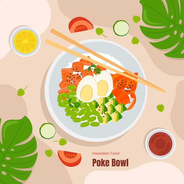 Hand drawn flat design poke illustration