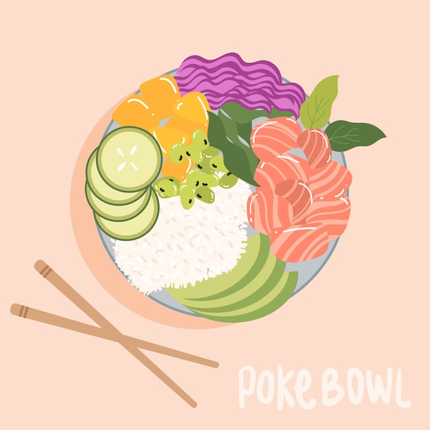 Hand drawn flat design poke illustration