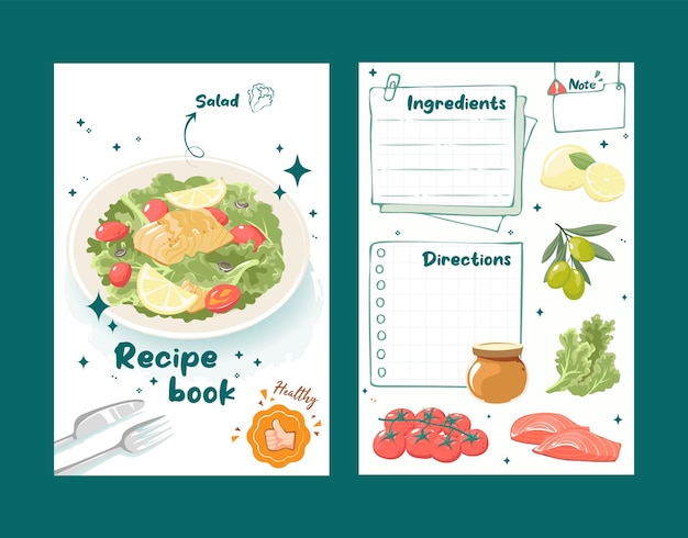 Hand drawn flat design recipe book