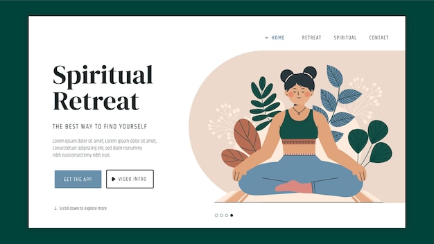 Hand drawn flat design retreat landing page