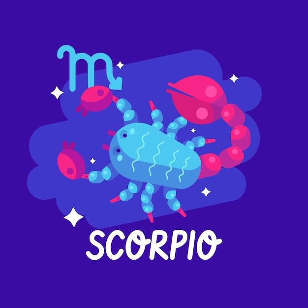 Hand drawn flat design scorpio logo