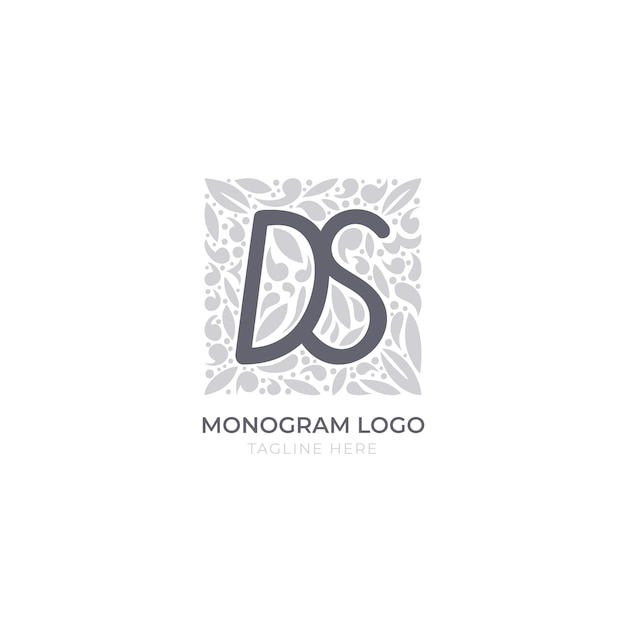 Hand drawn flat design sd or ds logo