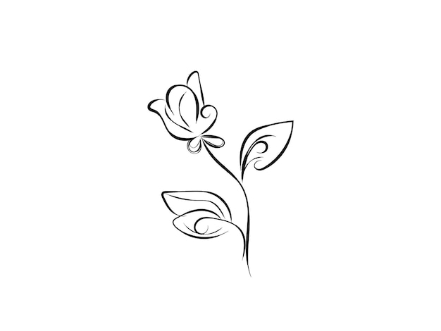 hand drawn flat design simple flower outline