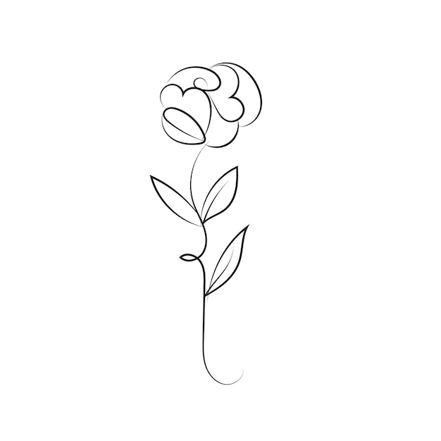 Hand drawn flat design simple flower outline