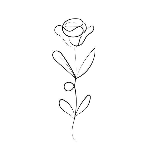 Hand drawn flat design simple flower outline