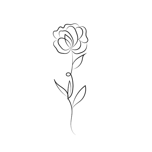 Hand drawn flat design simple flower outline