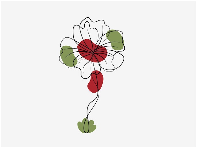 Hand drawn flat design simple flower outline