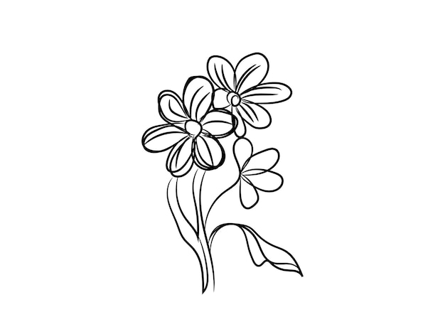 Hand drawn flat design simple flower outline