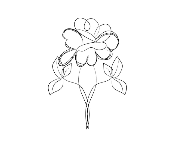 Hand drawn flat design simple flower outline