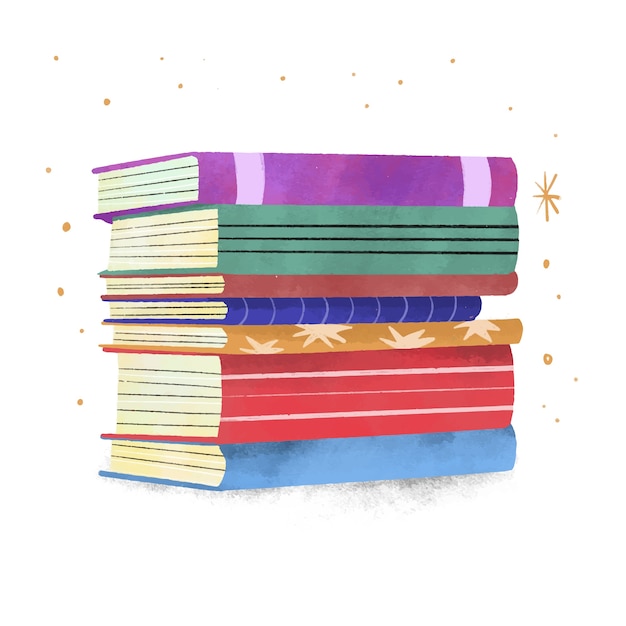 Hand drawn flat design stack of books