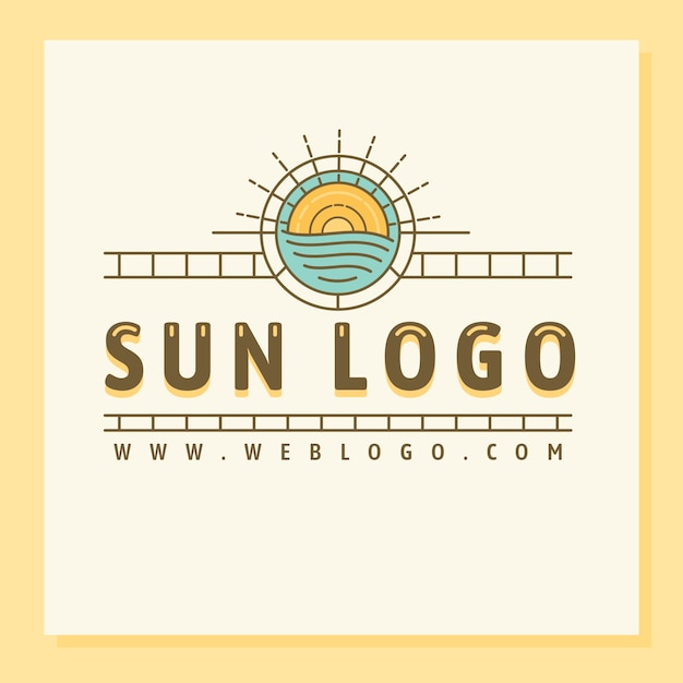 Hand drawn flat design sun logo