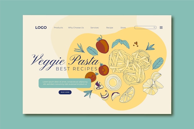 Hand drawn flat design vegetarian food landing page