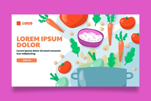 Vector hand drawn flat design  vegetarian food youtube thumbnail