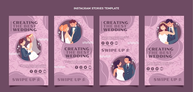 Hand drawn flat design wedding planner design template