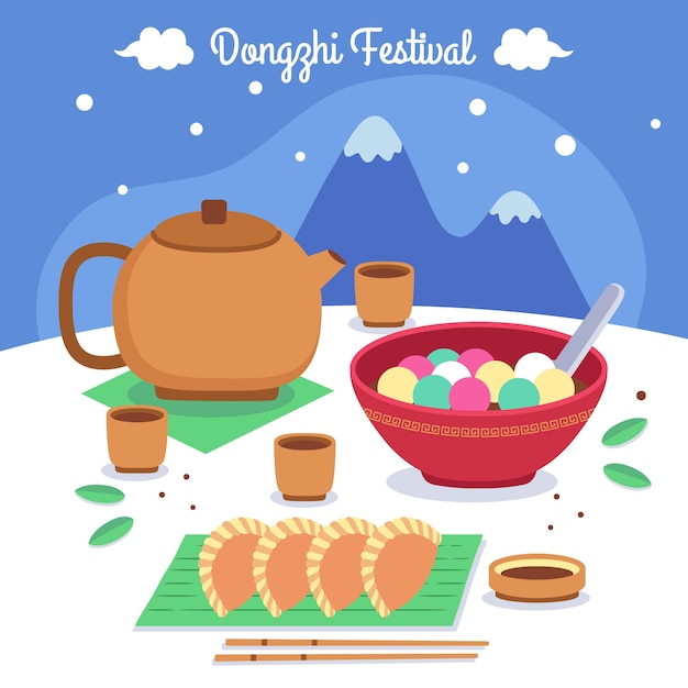 Hand drawn flat dongzhi festival illustration