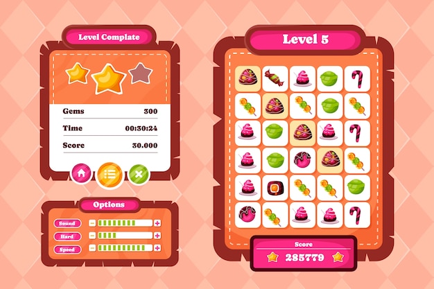 Hand drawn flat game assets composition