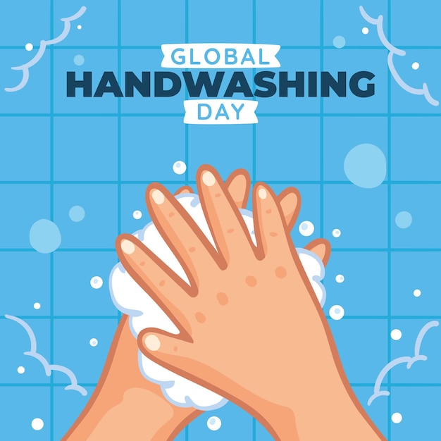 Hand drawn flat global handwashing day illustration