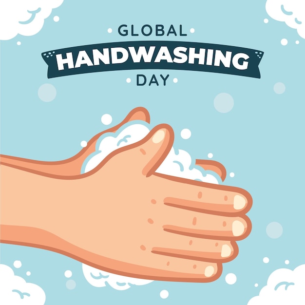 Hand drawn flat global handwashing day illustration