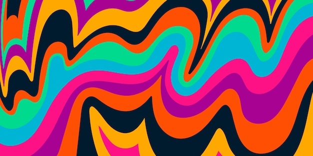 Hand drawn flat groovy psychedelic background