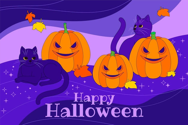 Hand drawn flat halloween background