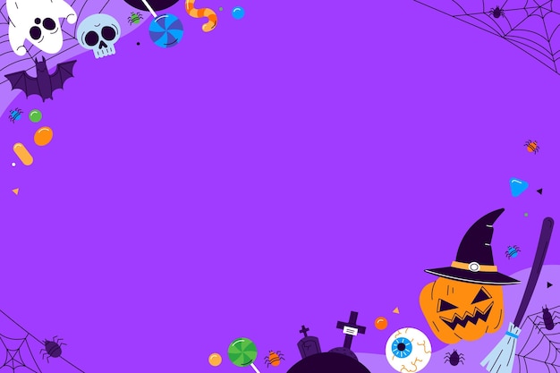 Hand drawn flat halloween background