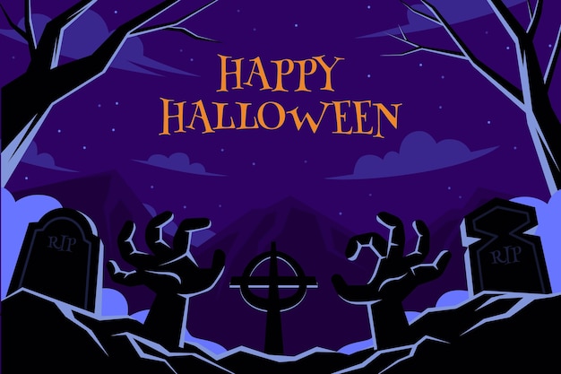 Vector hand drawn flat halloween background