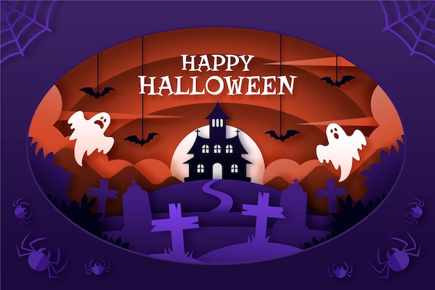 Hand drawn flat halloween background