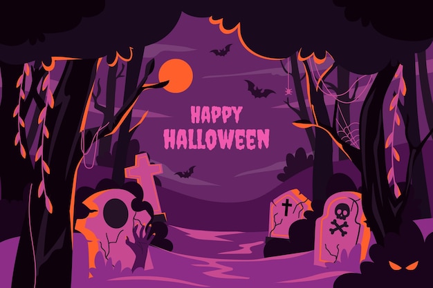 Hand drawn flat halloween background