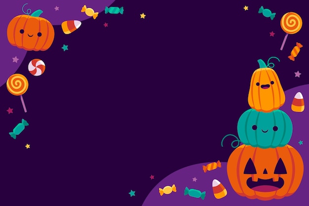 Hand drawn flat halloween background