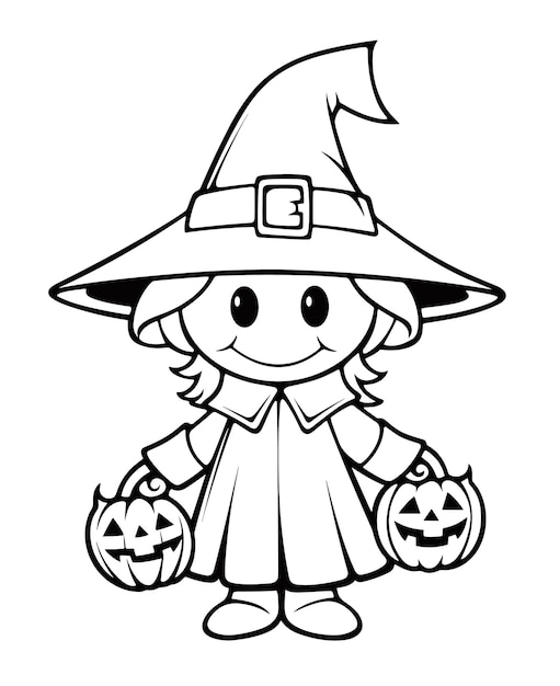 hand drawn flat Halloween girls pumpkin illustration