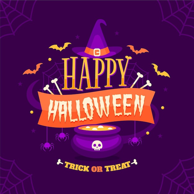 Hand drawn flat halloween lettering