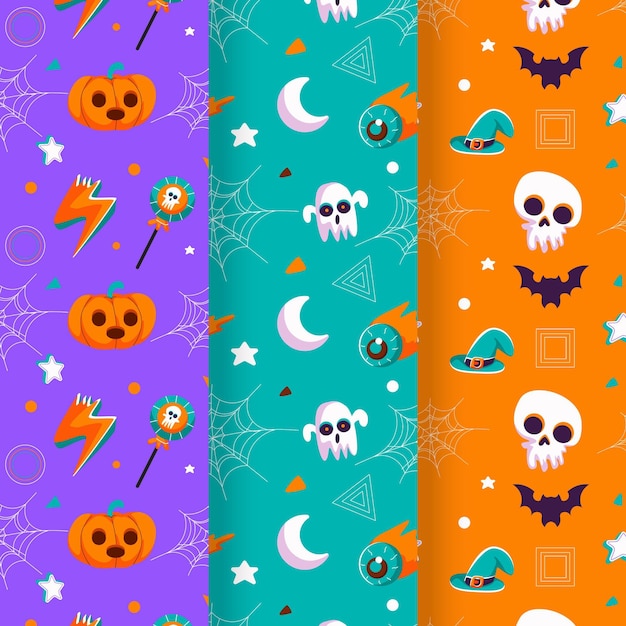 Hand drawn flat halloween pattern design