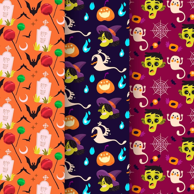 Hand drawn flat halloween pattern design