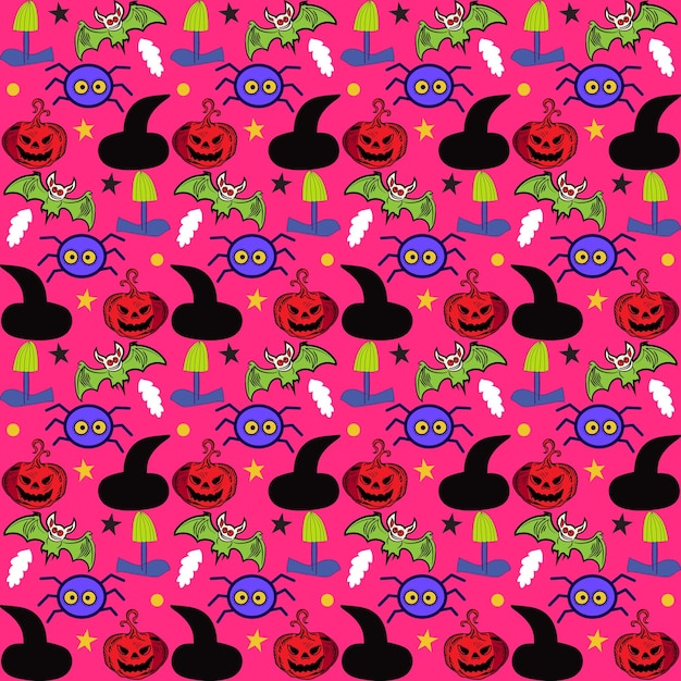 Hand drawn flat halloween patterns collection