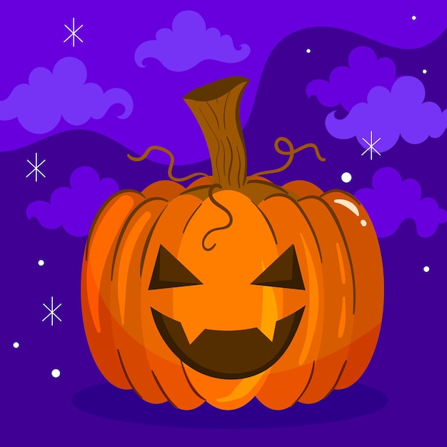 Hand drawn flat halloween pumpkin illustration