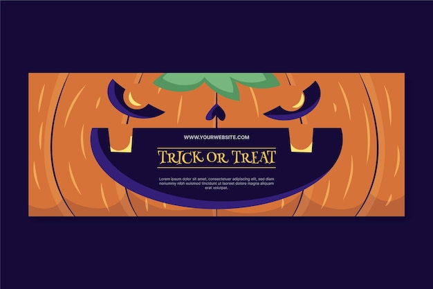 Vector hand drawn flat halloween social media cover template