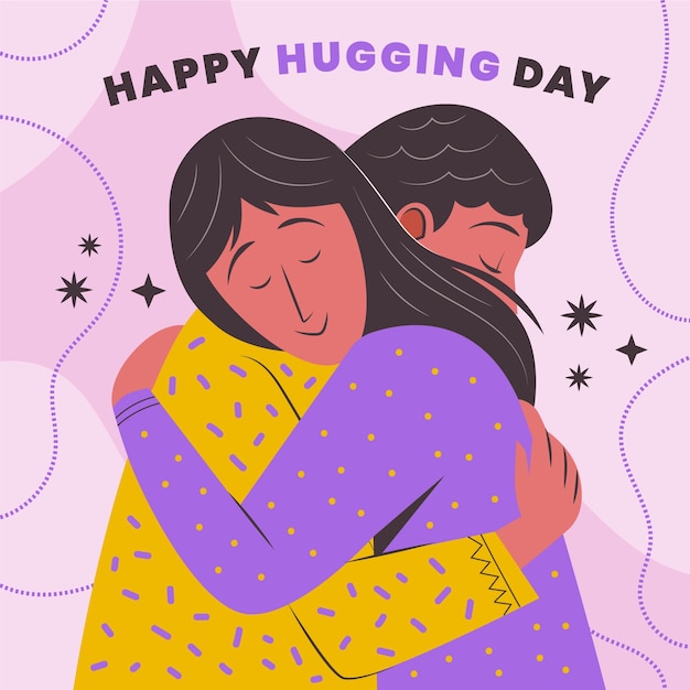 Hand drawn flat hug day illustration