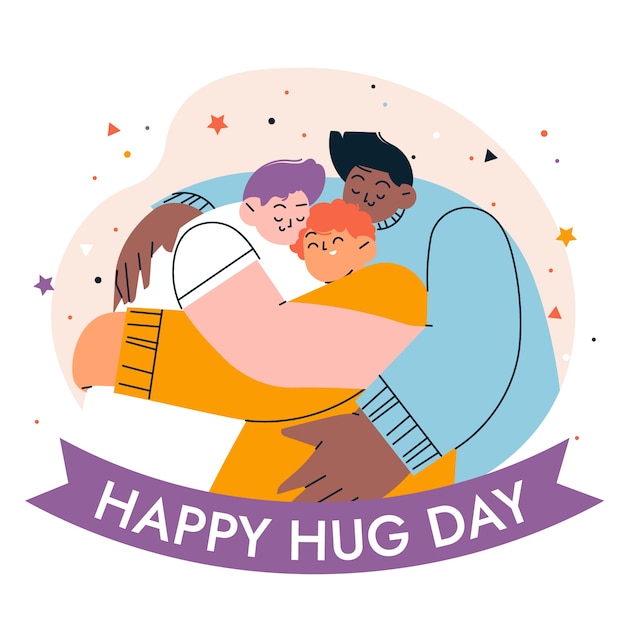 Hand drawn flat hug day illustration