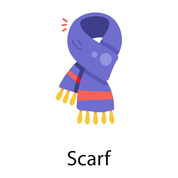 A hand drawn flat icon of scarf