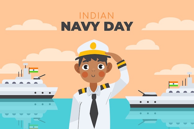 Hand drawn flat indian navy day background