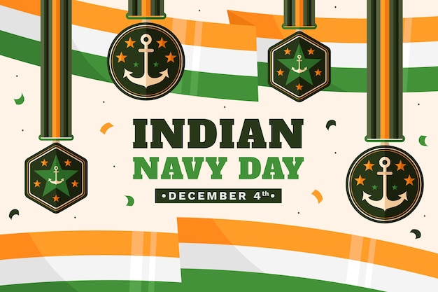 Hand drawn flat indian navy day background