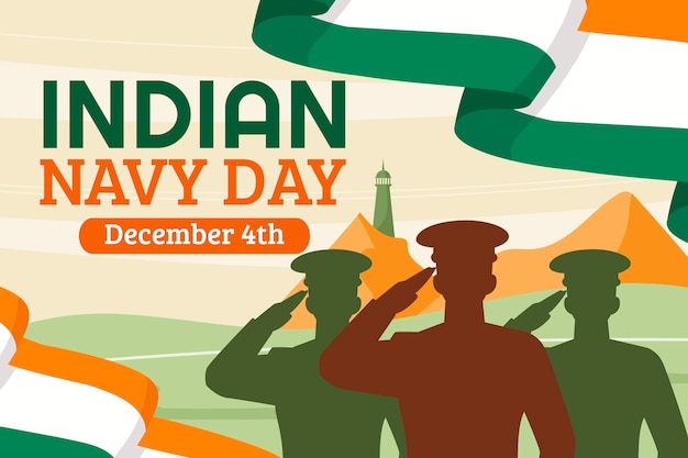 Hand drawn flat indian navy day background