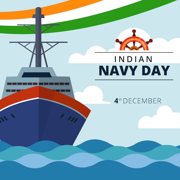 Hand drawn flat indian navy day background